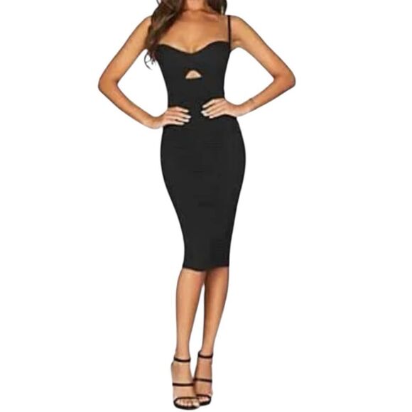 Nookie Romee Ruched Midi Dress in Black Size XS - Picture 1 of 7